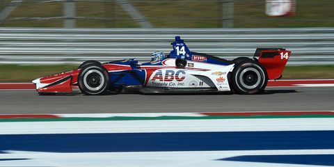 Tony Kanaan gets in his practice laps at Circuit of the Americas on Monday.