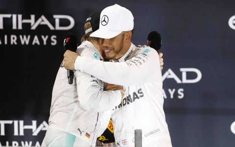 Nico Rosberg captures his first Formula 1 championship with a second-place finish in Abu Dhabi. Mercedes teammate Lewis Hamilton won the race and finishes second in the championship.