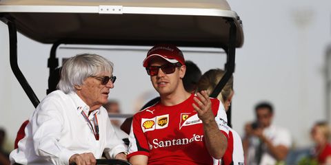 Formula One boss Bernie Ecclestone, left, and four-time F1 champion Sebastian Vettel haven't always seen eye to eye on the state of the series.