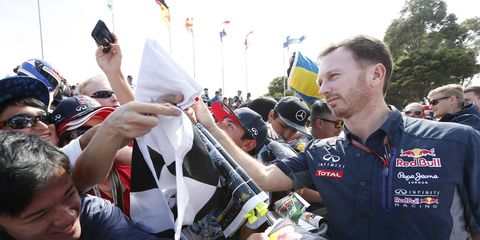 Red Bull Racing team principal Christian Horner greets Formula One fans in Australia.