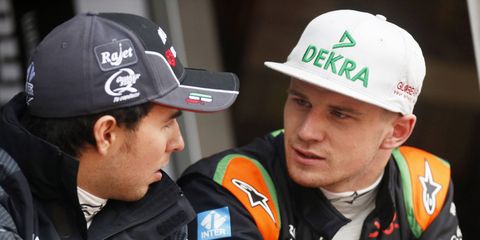 Force India drivers Sergio Perez, left, and Nico Hulkenberg, fit at least one profile of the kind of driver American businessman Gene Haas is seeking for his Formula One race team.