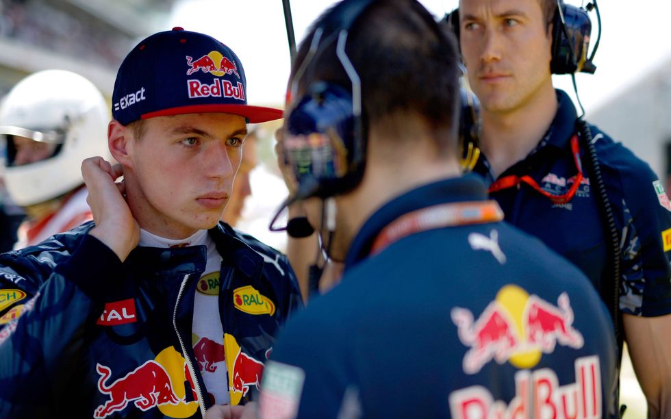 The 19-year-old receives instruction prior to going out and winning the Spanish Grand Prix.