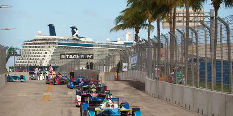 Formula E raced on the streets of Miami in 2015.