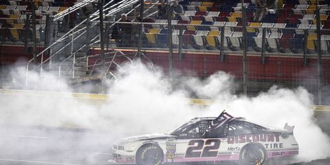 Brad Keselowski won Friday night's NASCAR Nationwide race at Charlotte.
