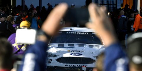 Brad Keselowski won Sunday's NASCAR Sprint Cup race at Las Vegas. It was Ford's first win of the season and gave all three manufacturers a win in 2016.