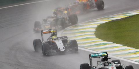 Nico Rosberg leads Sergio Perez, Carlos Sainz Jr. and Max Verstappen on Sunday in the Brazilian Grand Prix.