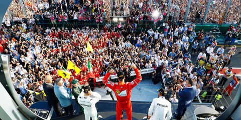 Sebastian Vettel takes the top step of the Formula 1 podium in Melbourne on Sunday.