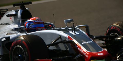 Hass F1 driver Romain Grosjean will start 11th in Sunday's Belgian Grand Prix.