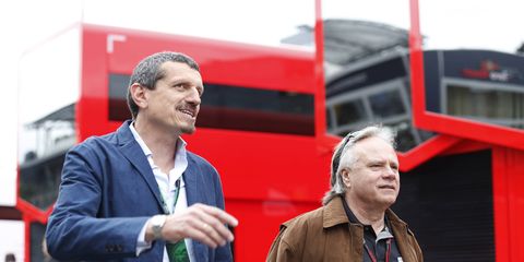Hass F1 team principal Guenther Steiner, left, and team founder Gene Haas, right, are set to make the team's first-ever driver announcement next week.