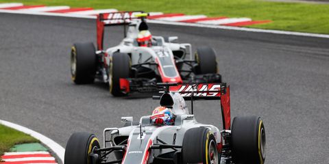 Romain Grosjean, front, and Esteban Gutierrez have Haas F1 Team in eighth place in the Formula 1 constructors' championship.