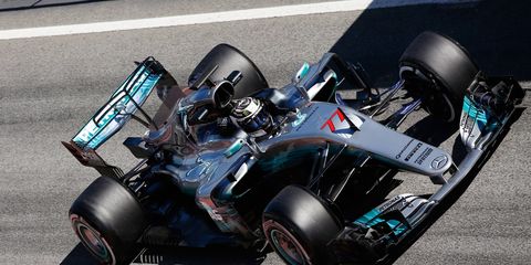New Mercedes F1 driver Valtteri Bottas was busy in Barcelona on Wednesday.