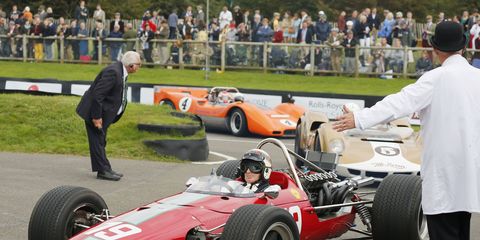 Sir Jackie Stewart, shown driving at the Goodwood Revival Meeting in 2015, says that F1 is not in crisis.