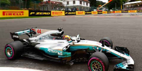 Lewis Hamilton goes through practice on Friday at Spa-Francorchamps.
