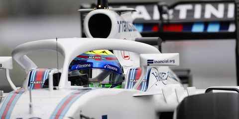 This is an example of the Halo device fitted on the Williams FW38 Mercedes.