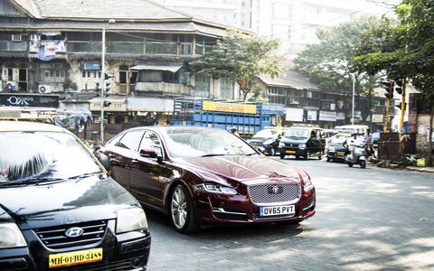 The 2016 Jaguar XJ sedan on the streets of Mumbai