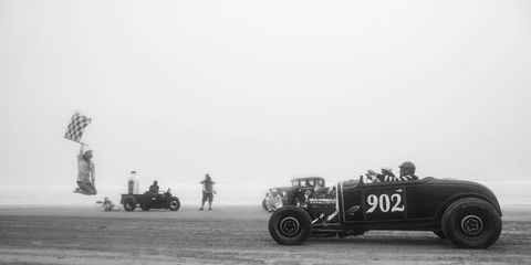 The Race of Gentlemen expanded from the Jersey Shore to California's Oceano Dunes and promptly got hit by the remnants of Typhoon Songda, including everything from steady rain and storm surge tides to delays in opening the corn dog shacks. But the racers didn't seem to care. They came to race and race they did, in authentic hot rods and on authentic motorcycles, blasting over the sand.