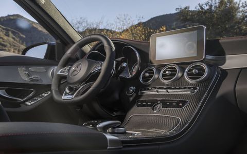 The main eye-catching feature in the 2017 Mercedes-AMG C43 sedan is the 7- or 8.4-inch multimedia package with the COMAND infotainment display.