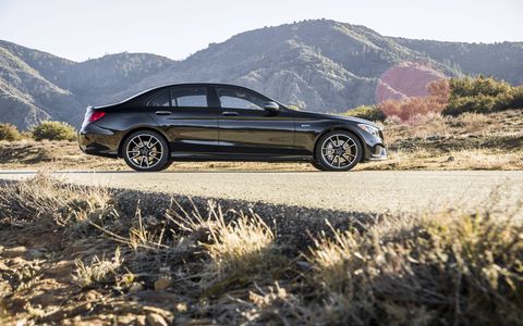 The 2017 Mercedes-AMG C43 sedan comes with a twin-turbocharged V6 making 362 hp and 384 lb-ft of torque.