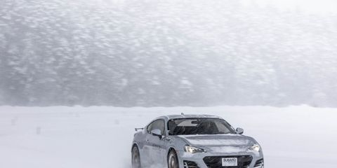 Sliding BRZ's around a frozen over Dollar Lake at the Subaru Winter Experience
