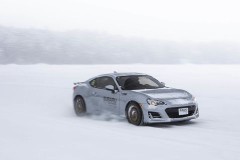 Sliding BRZ's around a frozen over Dollar Lake at the Subaru Winter Experience