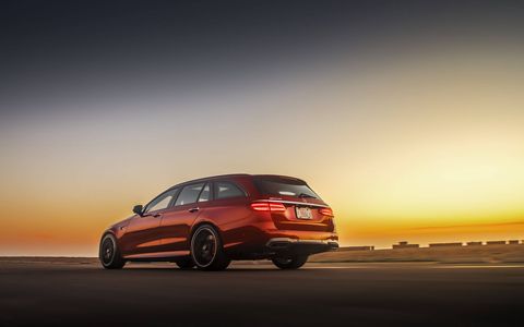 The 2018 Mercedes-AMG E63 wagon has a 4.0-liter biturbo V8 making 603 hp and 627 lb-ft of torque.