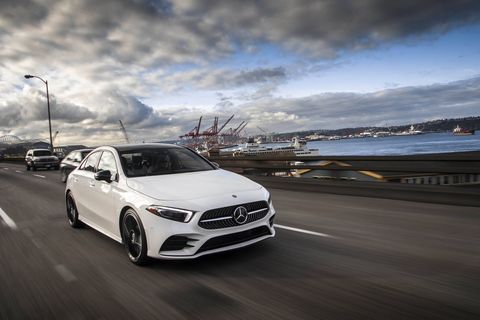 The 2019 Mercedes-Benz A-Class is only offered with a 2.0-liter four making 180 hp and 221 lb-ft of torque.