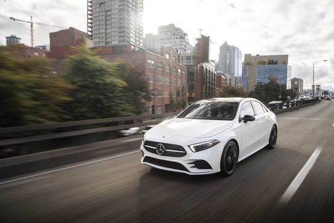 The 2019 Mercedes-Benz A-Class is only offered with a 2.0-liter four making 180 hp and 221 lb-ft of torque.