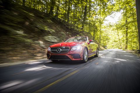 The 2018 Mercedes-Benz E400 Cabriolet comes with a twin-turbocharged 3.0-liter V6 making 329 hp.
