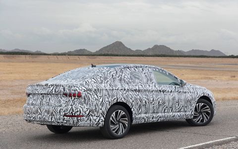 We drove the 2019 VW Jetta in prototype form around Volkswagen's Arizona Proving Grounds.