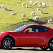 Front-engine, manual transmission, rear-wheel-drive. And sheep.