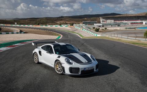 2018 Porsche 911 GT2 RS static and rear at Agarve Internation Circuit in Portimao Portugal
