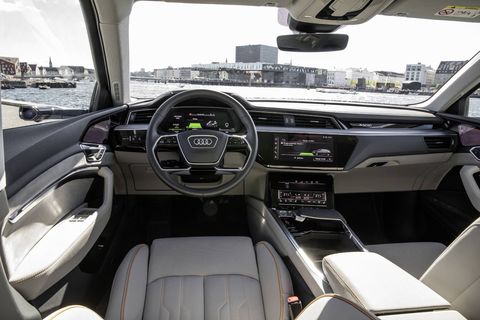 Audi shows off the interior of its upcoming battery-electric -- the e-tron.