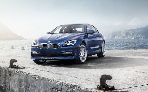 The 540-horsepower and 540 lb-ft output of the 4.4-liter Alpina twin-turbocharged V8 is channeled through an 8 speed sport automatic transmission.