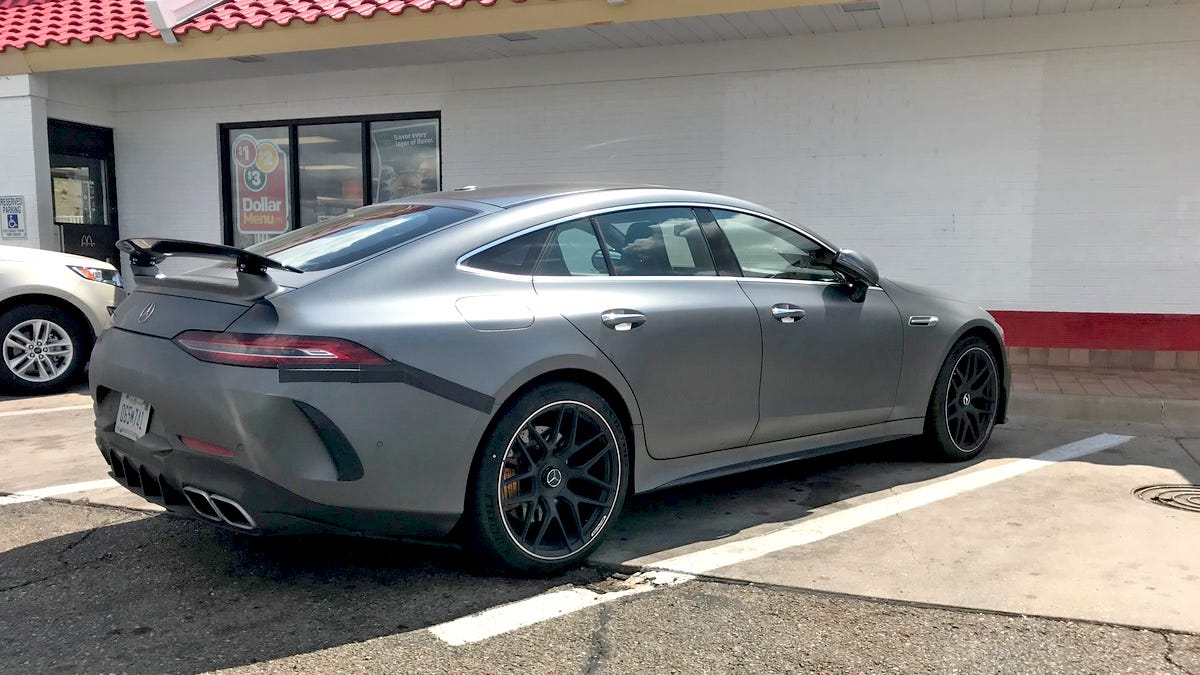 19 Mercedes Amg Gt Four Door Coupe Spotted Testing At The Golden Arches