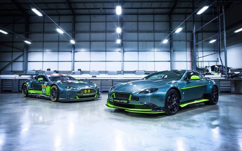 The Vantage GT8 is a lightweight, track-focused road car working with a 4.7-liter V8 and either an automatic or manual transmission.