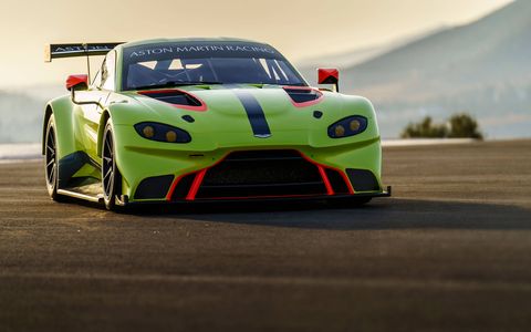 Aston Martin Racing didn't waste any time in showing off the new 2018 Vantage GTE race car; the 4.0-liter turbocharged V8 competition version debuted alongside its road-spec counterpart. It's ready to jump into the 2018-19 WEC season.