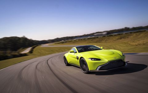 The 2018 Aston Martin V8 Vantage has a 4.0-liter twin-turbo V8 making 503 hp and 505 lb-ft of torque.