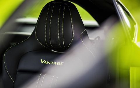 The 2018 Aston Martin V8 Vantage comes with leather and Alcantara, all of which can be personalized to your taste.