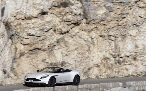 The 2019 Aston Martin DB11 Volante comes with a 503-hp twin-turbocharged 4.0-liter V8.