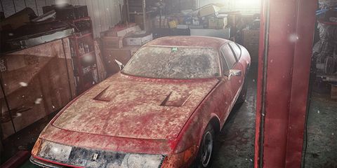 This 1969 Ferrari GTB/4 Daytona Berlinetta was stashed in a barn in Japan for 40 years but is now heading to auction.