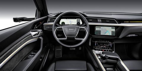 The 2019 Audi e-tron has two main screens, one for navigation, media and other stuff and one dedicated to the climate control.