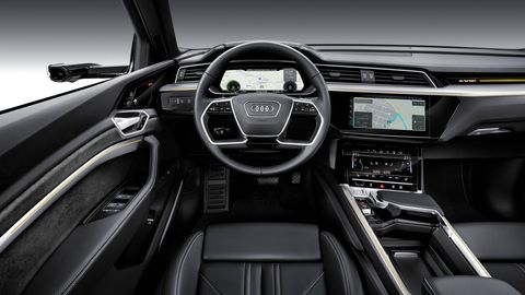 The 2019 Audi e-tron has two main screens, one for navigation, media and other stuff and one dedicated to the climate control.