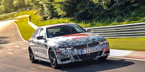 BMW has published images of the 2019 gasoline-engined 3-Series, shown above, in recent weeks ahead of the car's expected debut in Paris.