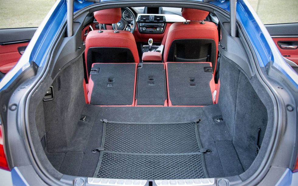 With the back seats folded down, cargo room improves greatly.