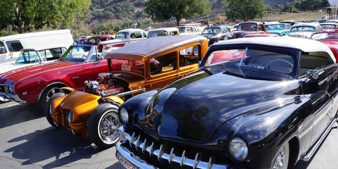 George Barris was memorialized by family and friends on Saturday, but one of the nicest tributes was the parking lot at Forest Lawn, which was a rolling tribute to the custom art to which Barris had dedicated his life.