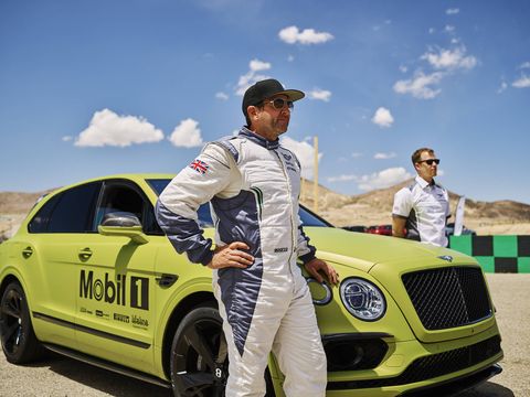 We got a ride on the track in Rhys Millen's mostly stock Bentley Bentayga, the SUV in which he'll try to break the stock SUV record at Pikes Peak this year. Millen says he should knock "a minute" off the record. Don't get cocky, kid!