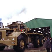 Mere humans gaze in awe at the behemoth, as it exits its behemoth lair on the way to Retromobile. Four of them were built in the 1950s by French truckmaker Berliet for use in the Sahara to access remote oil exploration areas.