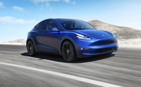 The Model Y crossover is based on the Model 3 and shares a lot of the same components, including the platform and the wheelbase. But the upper half is all new, including what has to be the largest panoramic sunroof ever made, at least in the class.