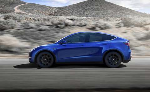 The Model Y crossover is based on the Model 3 and shares a lot of the same components, including the platform and the wheelbase. But the upper half is all new, including what has to be the largest panoramic sunroof ever made, at least in the class.