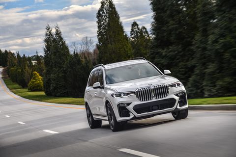 The 2019 BMW X7 xDrive50i using its 456 horsepower V8 to get up to speed on the road